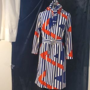 Vintage Chic Groovy belted dress w/ tie scarf